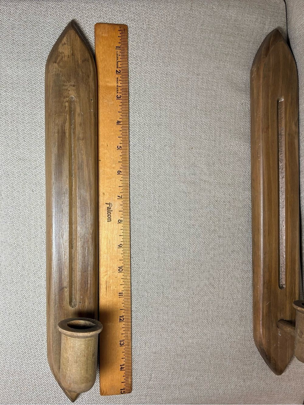 Vintage Pair 15” Wooden Wall Candle Sconces Mid Century Modern Scandinavian - Picture 10 of 13